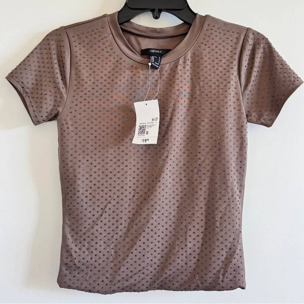 New Forever 21 Set Brown Rhinestone Suit - Size S✨ - Picture 6 of 7